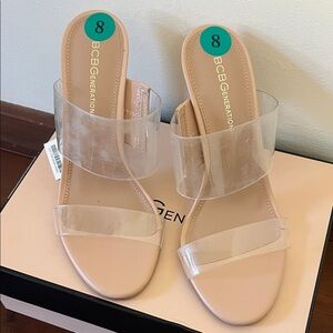 BCBGeneration Nude Heels with Transparent Straps